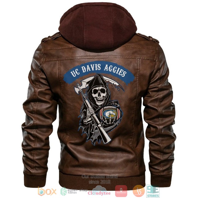 Uc Davis Aggies NCAA Football Sons Of Anarchy Brown Leather Jacket 4 Uc Davis Aggies NCAA Football Sons Of Anarchy Brown Leather Jacket