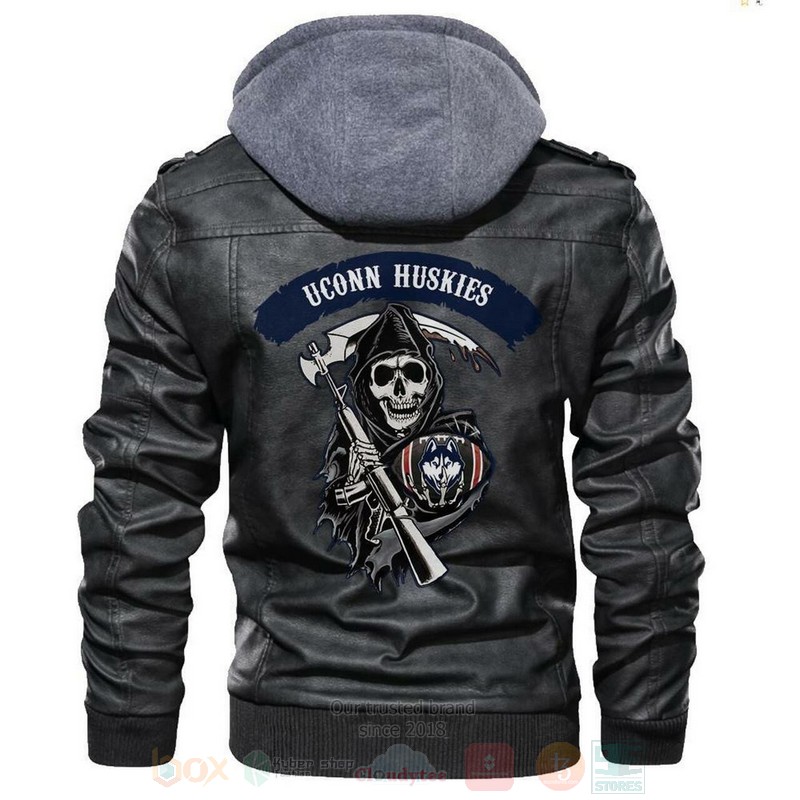 BEST Uconn Huskies NCAA Champions Sons of Anarchy Black Zipper Jacket Leather 4 Uconn Huskies NCAA Football Sons of Anarchy Blacks Leather Jacket