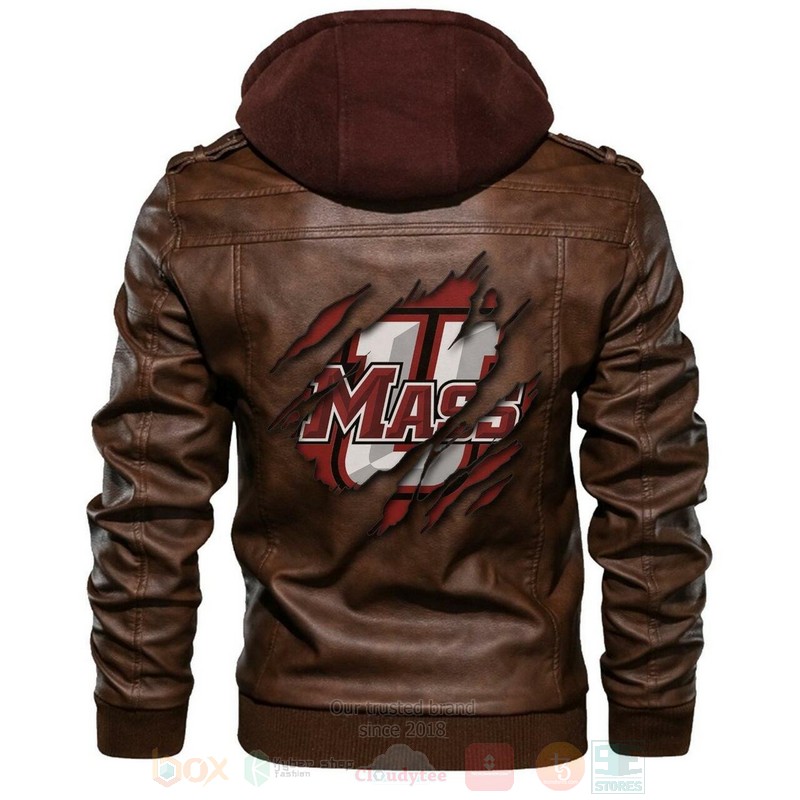 BEST Umass Minutemen NCAA Champions Browns Zipper Jacket Leather 4 Umass Minutemen NCAA Browns Leather Jacket