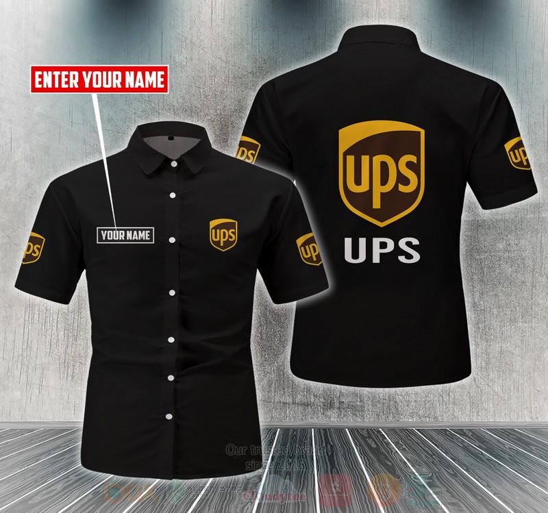 United Parcel Services Custom Name Black Hawaiian Shirt