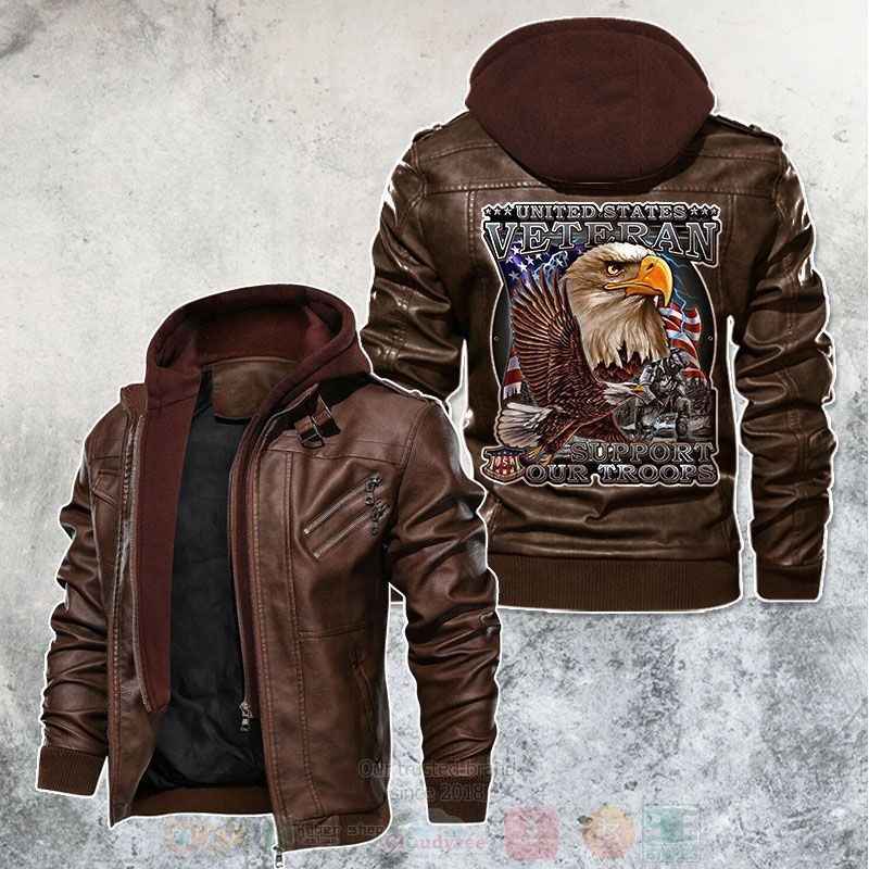 BEST United States Veteran Club Zipper Jacket Leather 2 United States VeteranClub Leather Jacket 1