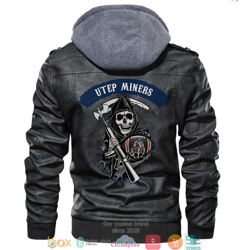 Utep Miners NCAA Football Sons Of Anarchy Black Motorcycle Leather Jacket