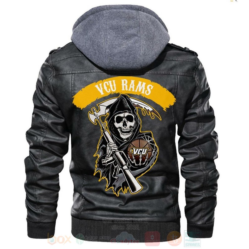BEST Team VCU Rams NCAA Basketball Black Motorcycle Zipper Jacket Leather 1 VCU Rams NCAA Basketball Sons of Anarchy Black Motorcycle Leather Jacket