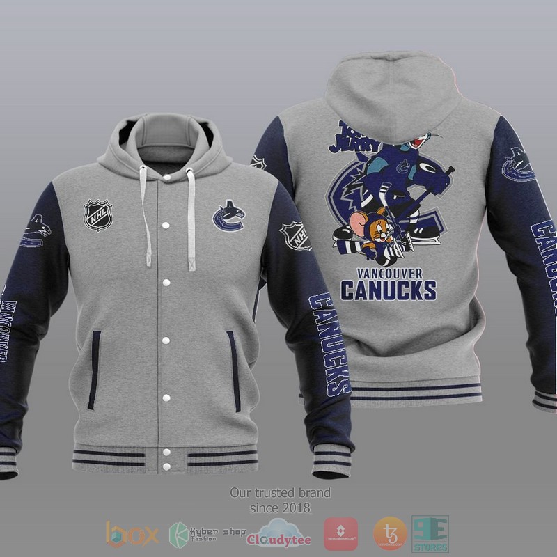 Vancouver Canucks NHL Tom And Jerry Baseball Hoodie Jacket 1