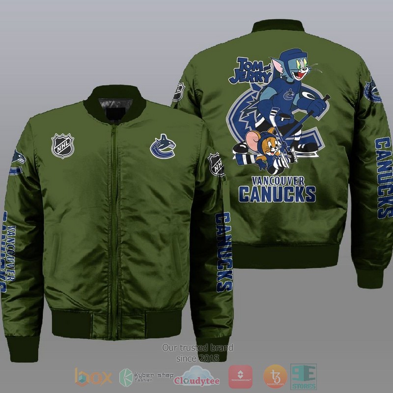 NEW Vancouver Canucks NHL Tom And Jerry Bomber Jacket 3 Vancouver Canucks NHL Tom And Jerry Bomber Jacket 1 2