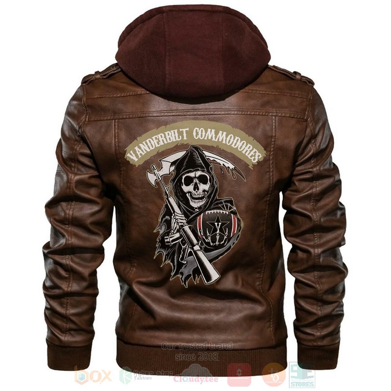 Vanderbilt Commodores NCAA Sons of Anarchy Brown Motorcycle Leather Jacket