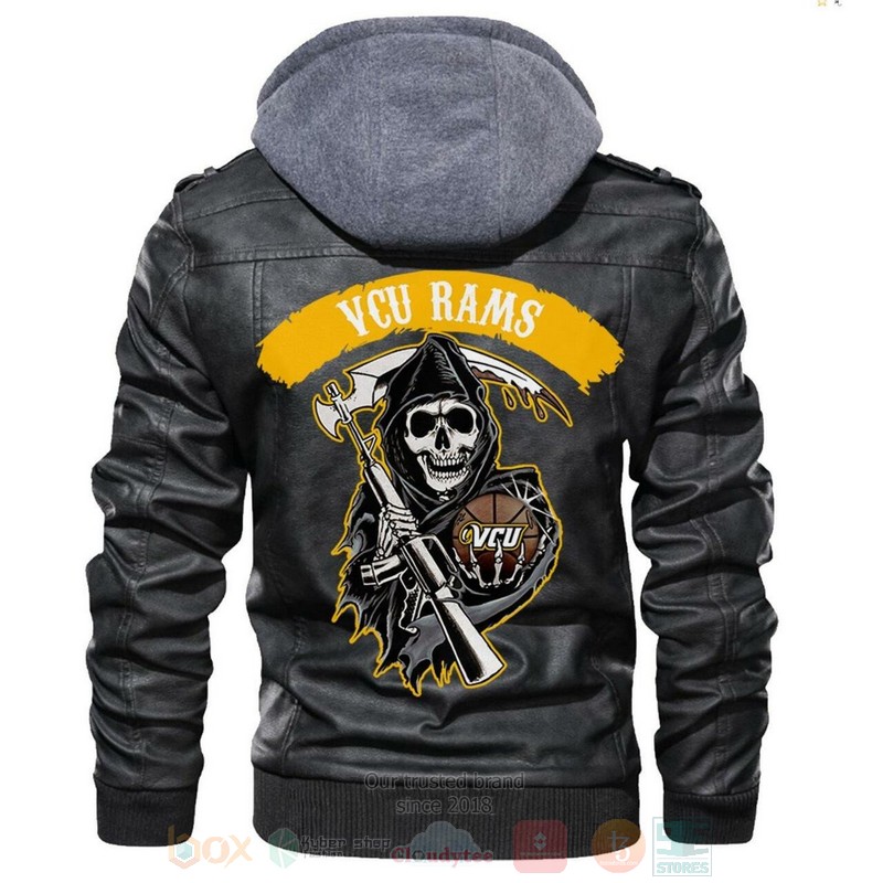 BEST NCAA Teams Vcu Rams Sons of Anarchy Black Motorcycle Rider Zipper Jacket Leather 1 Vcu Rams NCAA Sons of Anarchy Black Motorcycle Leather Jacket