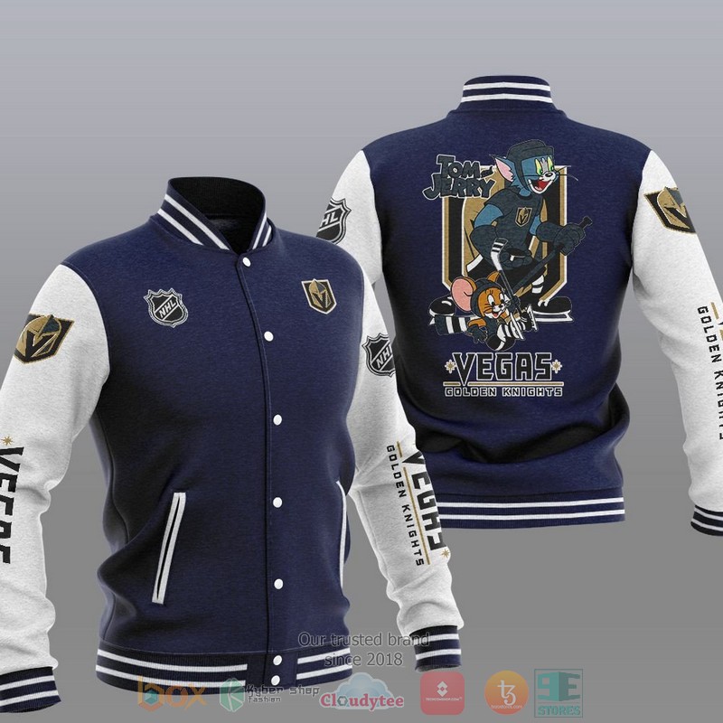 NEW Vegas Golden Knights NHL Tom And Jerry Varsity Baseball Jacket 3 Vegas Golden Knights NHL Tom And Jerry Baseball Jacket 1 2