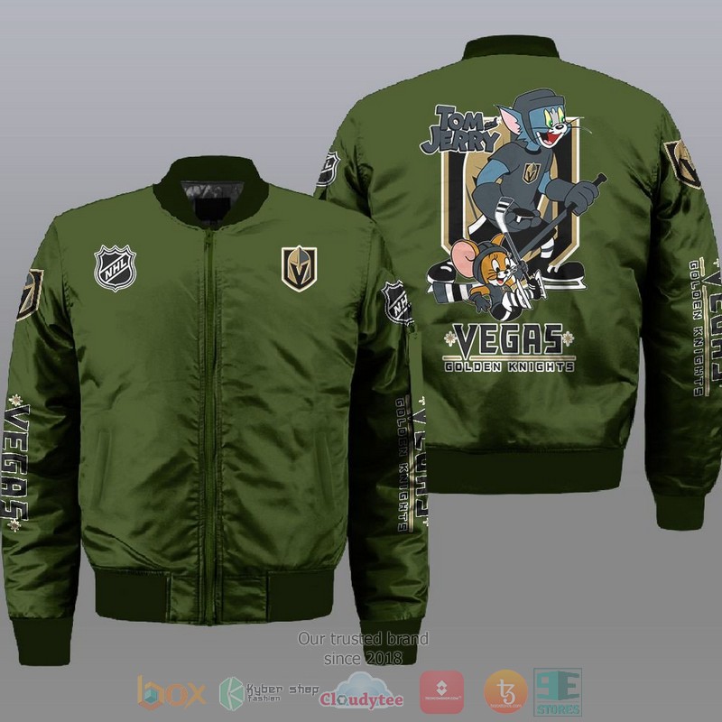 NEW Vegas Golden Knights NHL Tom And Jerry Bomber Jacket 3 Vegas Golden Knights NHL Tom And Jerry Bomber Jacket 1 2