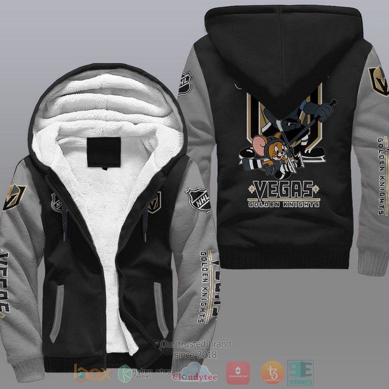 NEW Vegas Golden Knights NHL Tom And Jerry Fleece Hoodie Jacket 2 Vegas Golden Knights NHL Tom And Jerry Fleece Hoodie 1