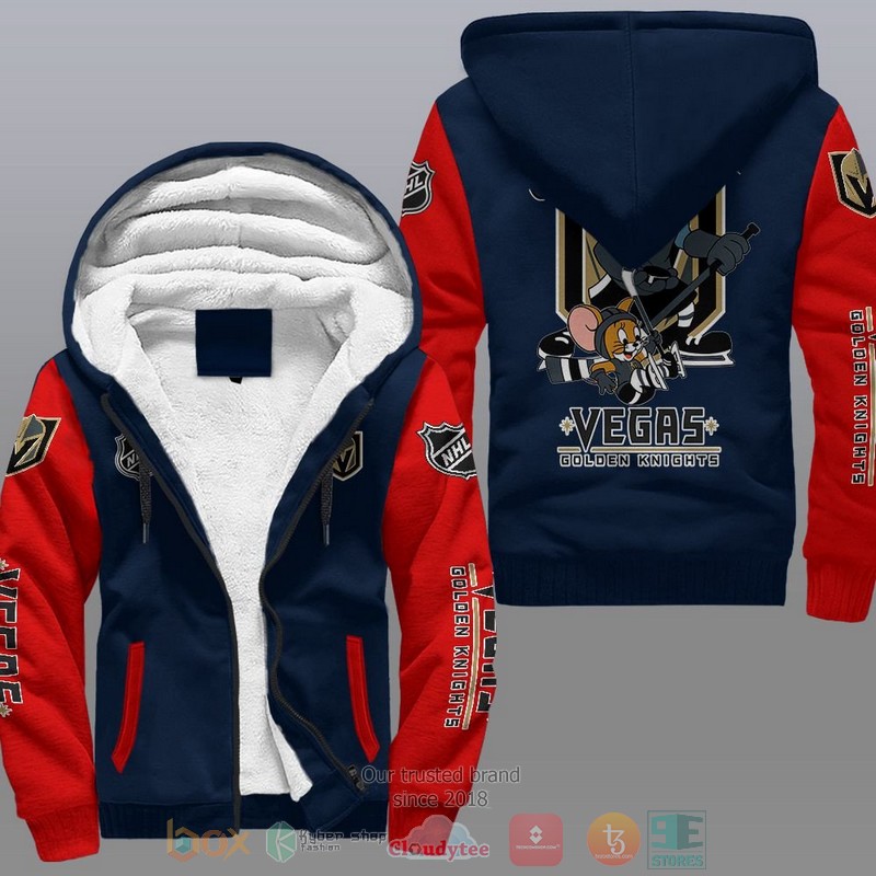 NEW Vegas Golden Knights NHL Tom And Jerry Fleece Hoodie Jacket 4 Vegas Golden Knights NHL Tom And Jerry Fleece Hoodie 1 2 3