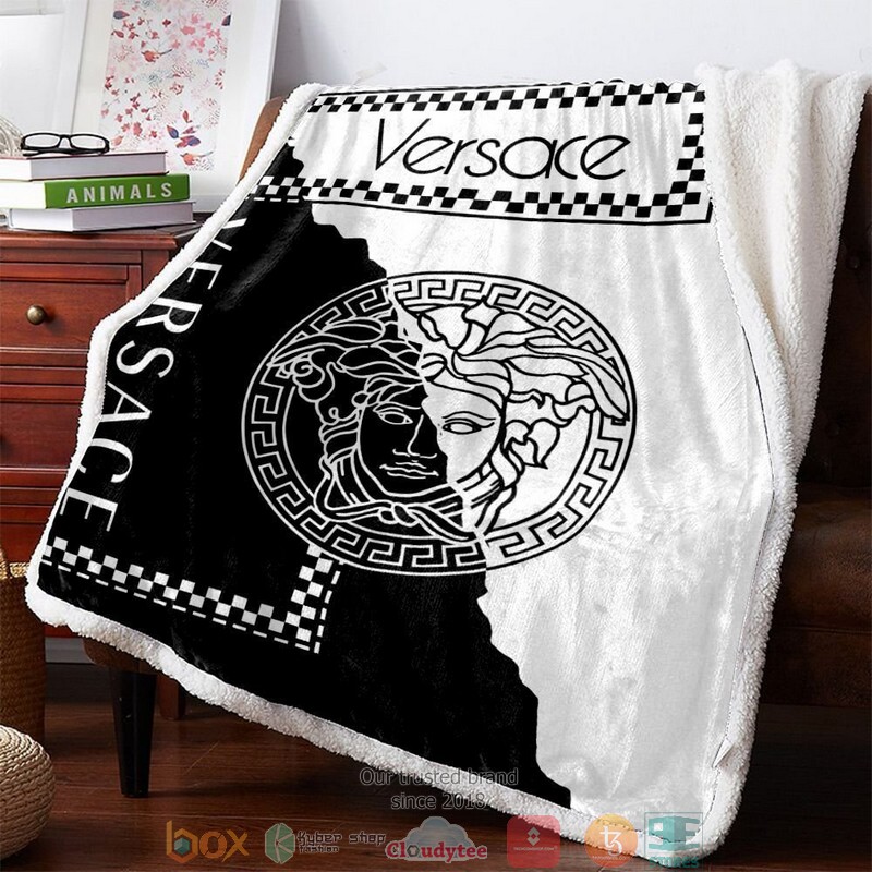 Versace Black and White Fleece Blanket 1 Versace Black and White Fleece Blanket