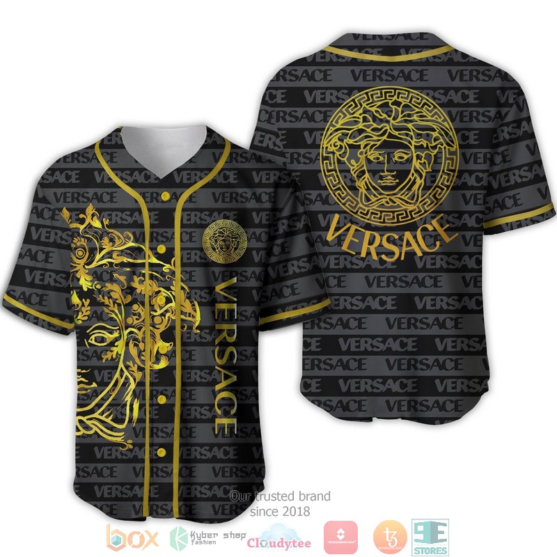 Versace Gold pattern letter grey Baseball Jersey