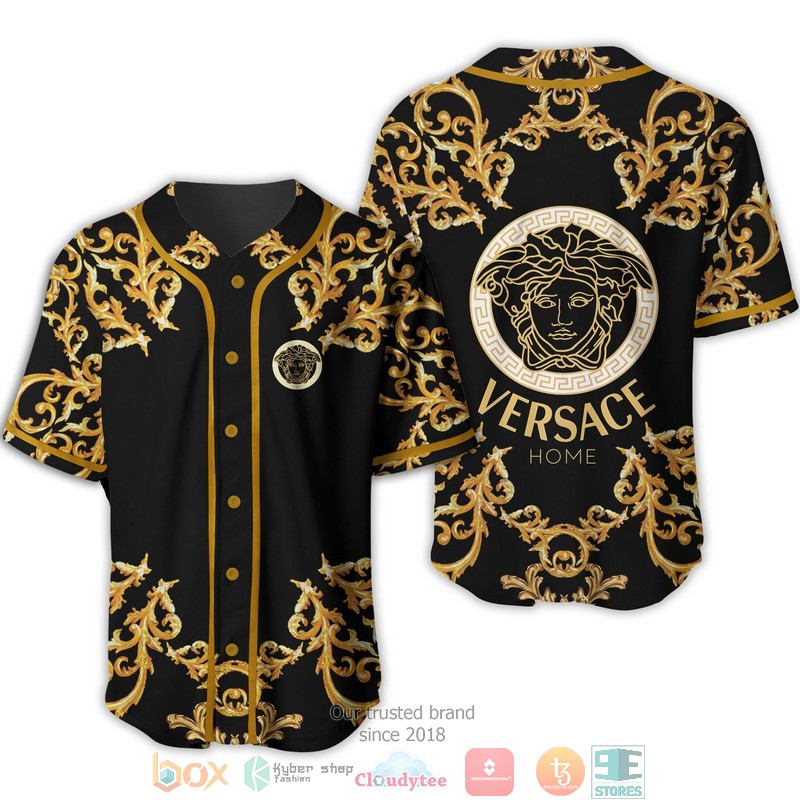 Versace Home yellow pattern black Baseball Jersey