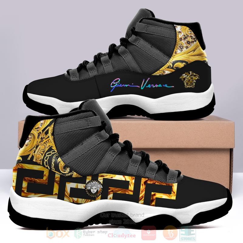 Versace Medusa Pattern Yellow Black Grey Air Jordan 11 Shoes 1