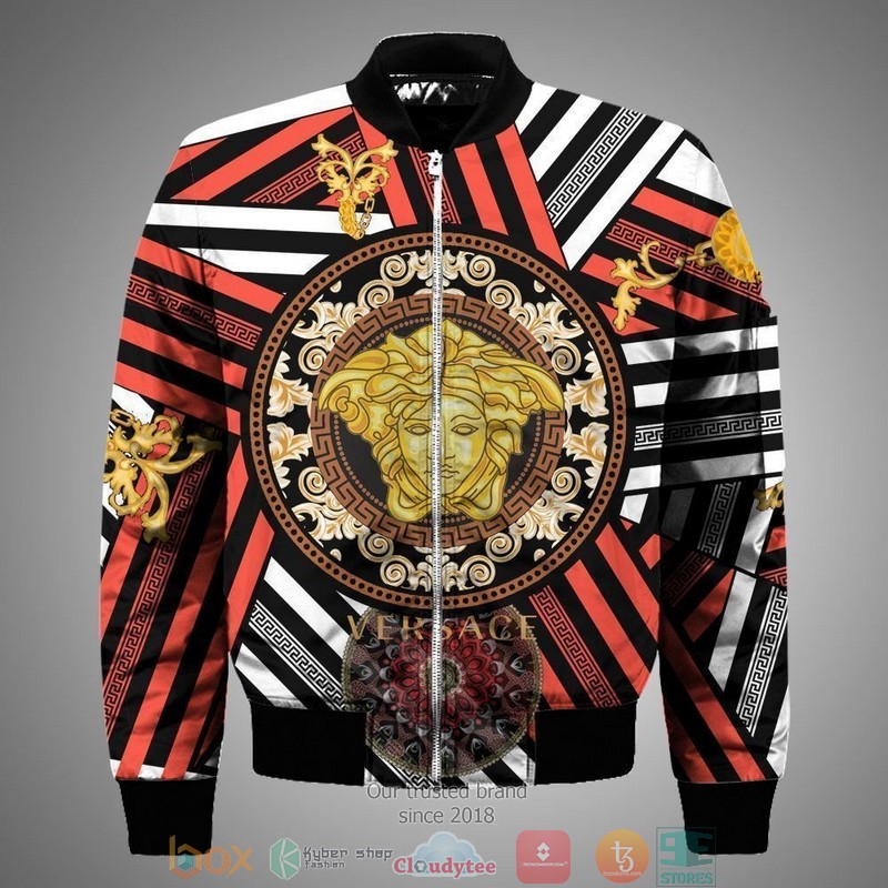 Versace gold logo red line Bomber Jacket