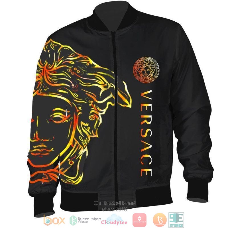 Versace yellow gradient pattern black Bomber Jacket
