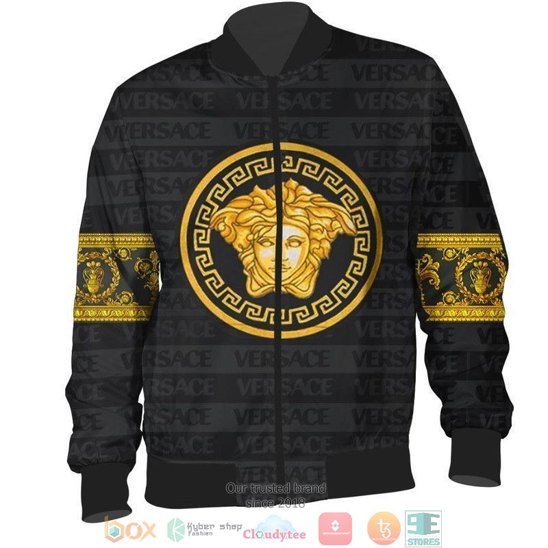 Versace yellow logo black letter Bomber Jacket
