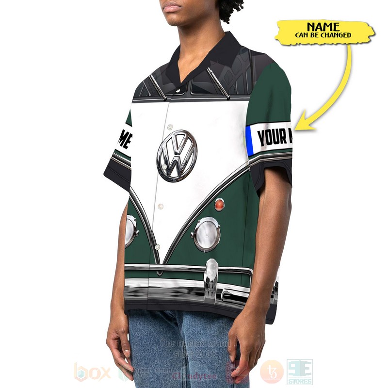 BEST Volkswagen Love Campervan Custom Name Green-White All Over Print Hawaiian Shirt 2 Volkswagen Love Campervan Custom Name Green White Hawaiian Shirt 1