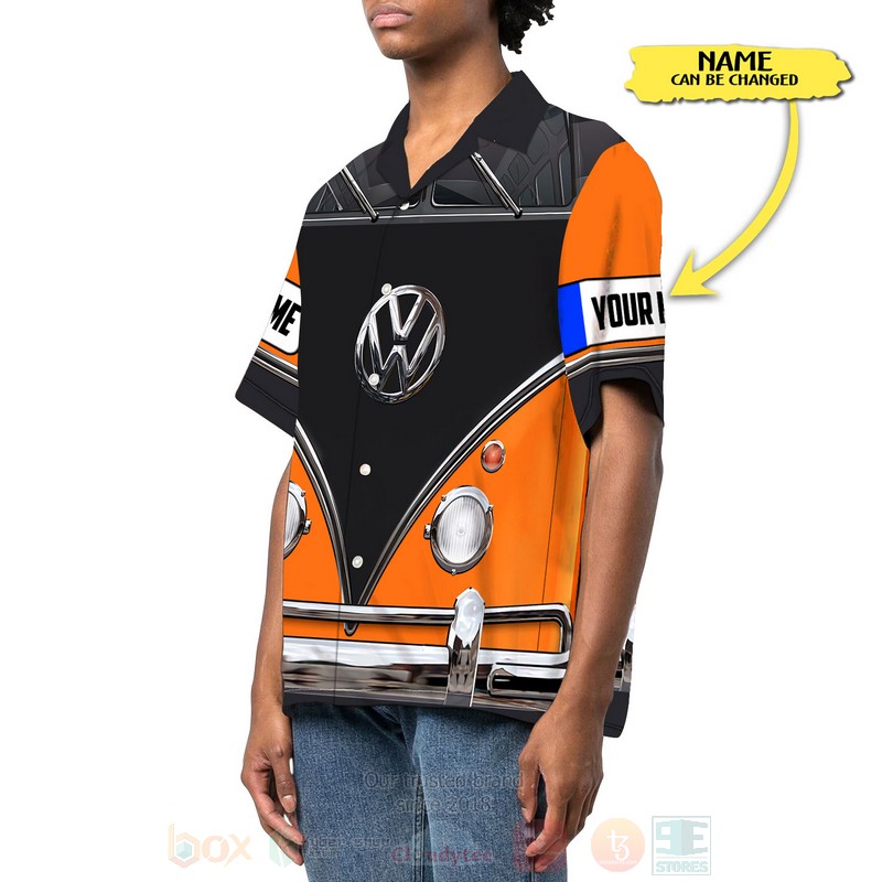 BEST Volkswagen Love Campervan Custom Name Orange-Black All Over Print Hawaiian Shirt 2 Volkswagen Love Campervan Custom Name Orange Black Hawaiian Shirt 1