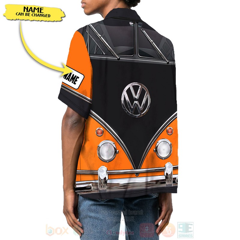BEST Volkswagen Love Campervan Custom Name Orange-Black All Over Print Hawaiian Shirt 3 Volkswagen Love Campervan Custom Name Orange Black Hawaiian Shirt 1 2