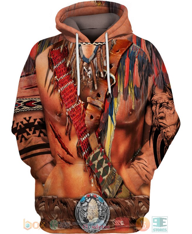 Warrior Style Native Ameican red Skin 3D Shirt Hoodie