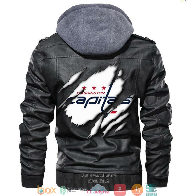 Washington Capitals NHL Hockey Sons Of Anarchy Black Motorcycle Leather Jacket 5 Washington Capitals NHL Hockey Sons Of Anarchy Black Motorcycle Leather Jacket