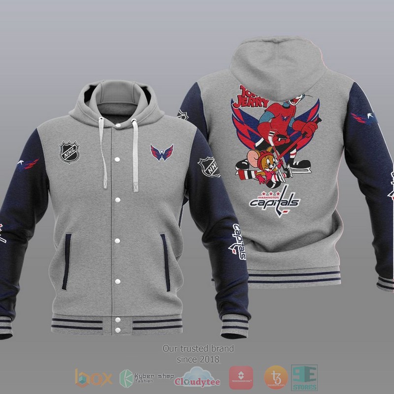 Washington Capitals NHL Tom And Jerry Baseball Hoodie Jacket 1