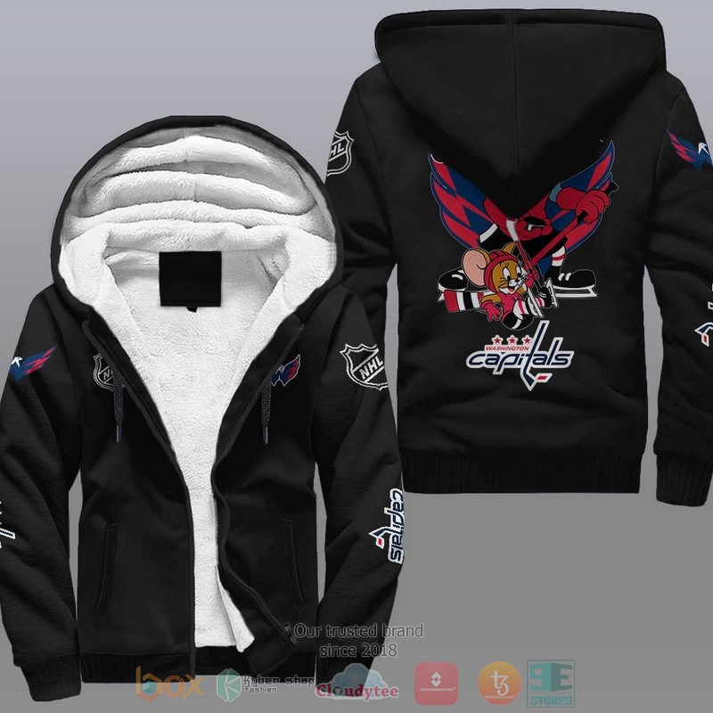 NEW Washington Capitals NHL Tom And Jerry Fleece Hoodie Jacket 9 Washington Capitals NHL Tom And Jerry Fleece Hoodie