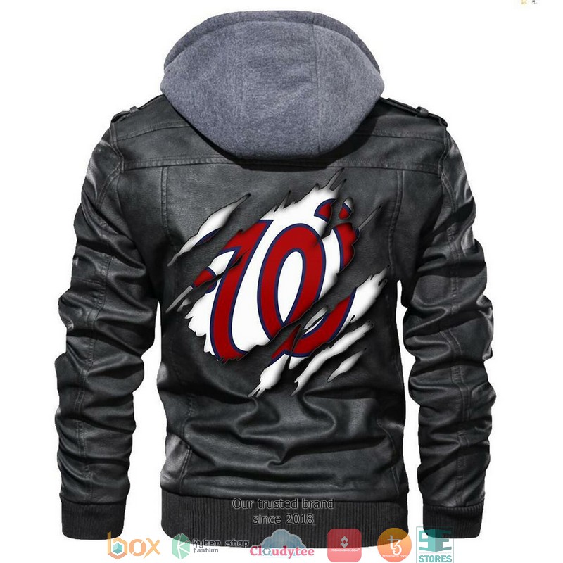 Washington Nationals MLB Baseball Sons Of Anarchy Black Motorcycle Leather Jacket