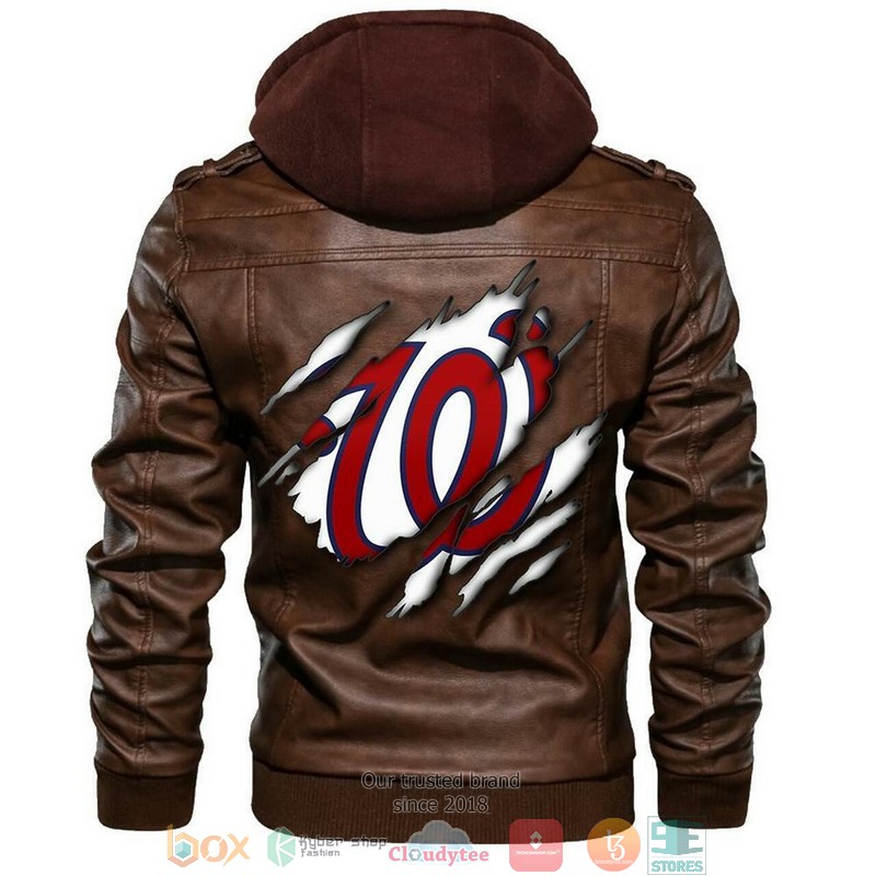 Washington Nationals MLB Baseball Sons Of Anarchy Brown Leather Jacket