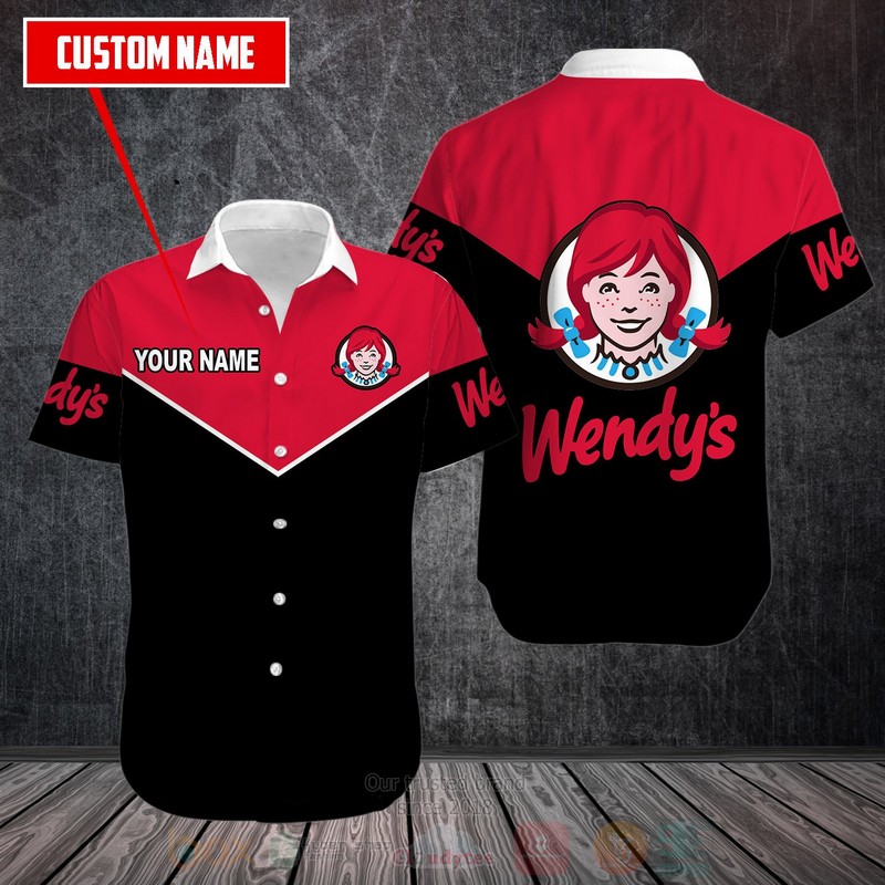 Wendys Custom Name Red Black Hawaiian Shirt