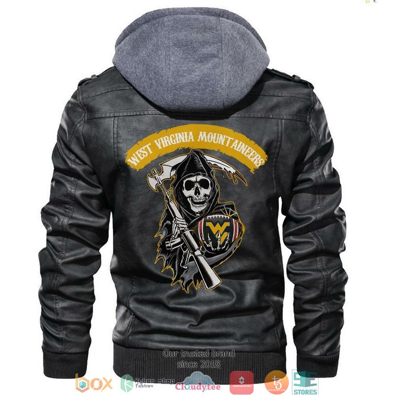 West Virginia Mountaineers NCAA Football Sons Of Anarchy Black Motorcycle Leather Jacket