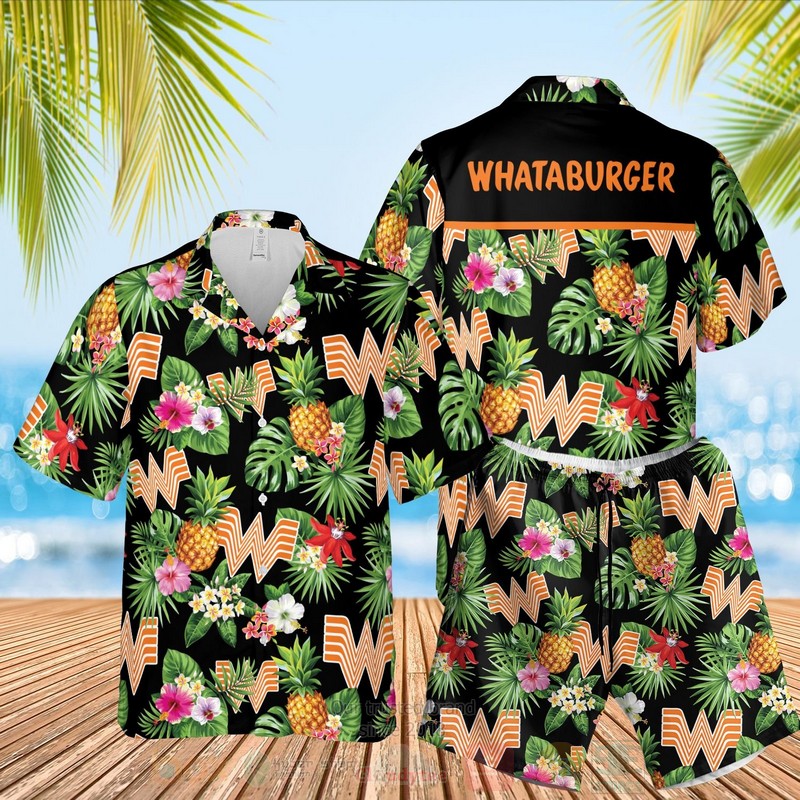 Whataburger Black Hawaiian Shirt Short