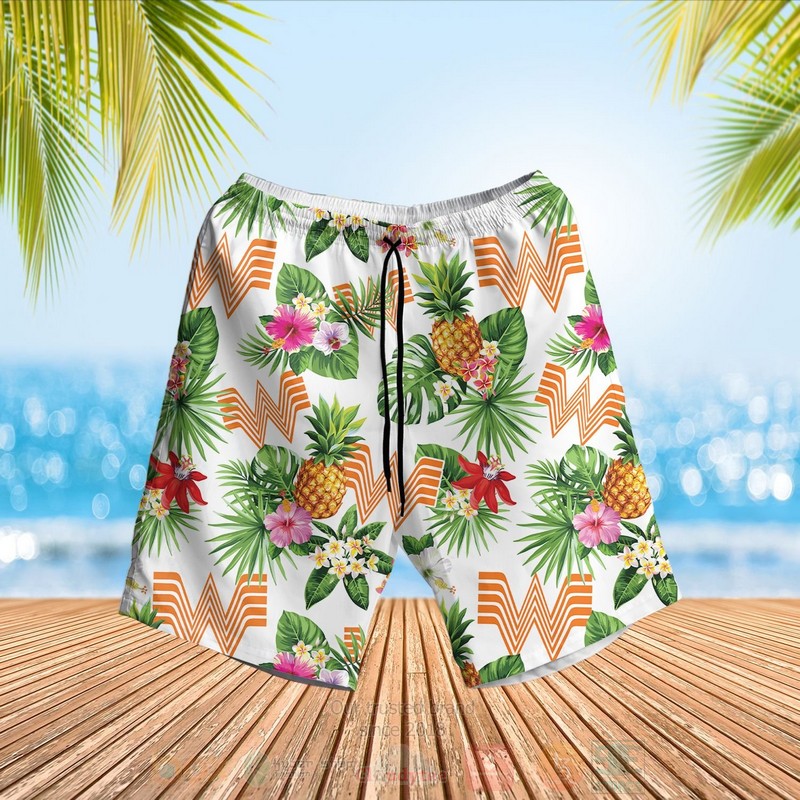 BEST Whataburger White Tropical Shirt, Short 3 Whataburger White Hawaiian Shirt Short 1 2