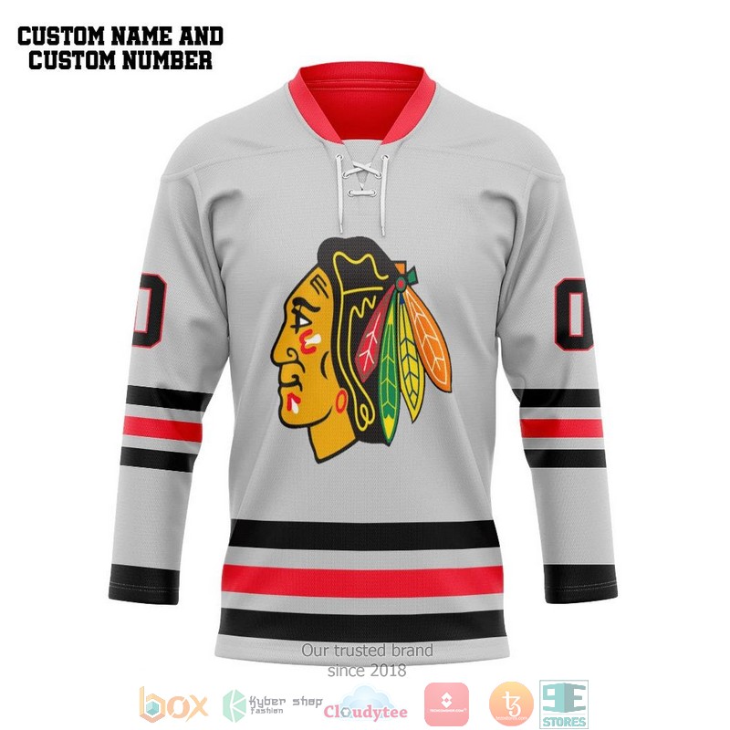 White Chicago Blackhawks NHL Custom Name and Number Hockey Jersey Shirt 1 White Chicago Blackhawks NHL Custom Name and Number Hockey Jersey Shirt