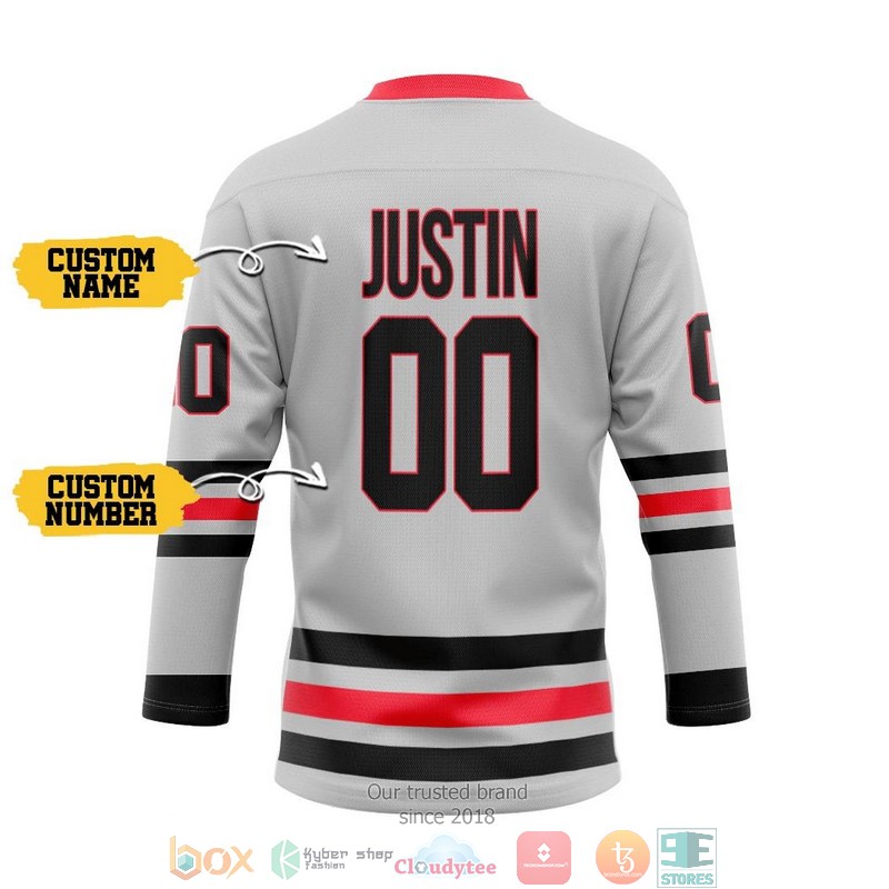 White Chicago Blackhawks NHL Custom Name and Number Hockey Jersey Shirt 2 White Chicago Blackhawks NHL Custom Name and Number Hockey Jersey Shirt 1