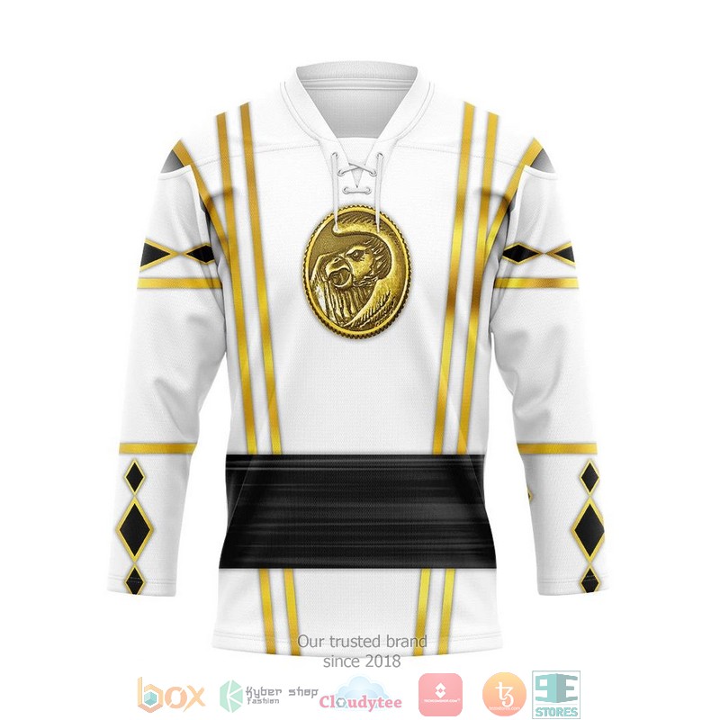 White Falcon Ninja Mighty Morphin Power Rangers Ninjetti Hockey Jersey Shirt