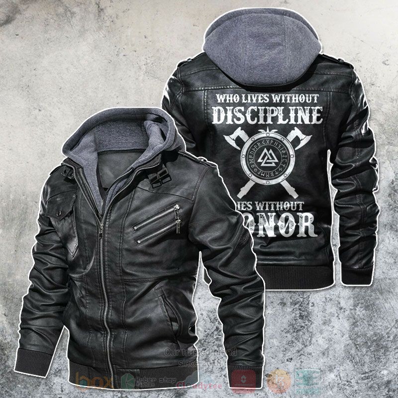 Who Lives Without Discipline Dies Without Honor Leather Jacket