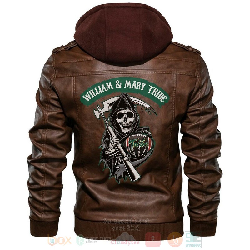 William Mary Tribe NCAA Football Sons of Anarchy Brown Motorcycle Leather Jacket
