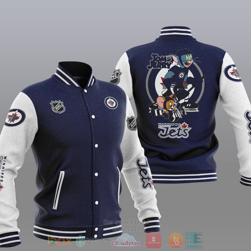 NEW Winnipeg Jets NHL Tom And Jerry Varsity Baseball Jacket 3 Winnipeg Jets NHL Tom And Jerry Baseball Jacket 1 2