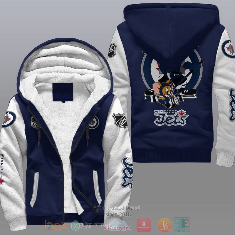 NEW Winnipeg Jets NHL Tom And Jerry Fleece Hoodie Jacket 3 Winnipeg Jets NHL Tom And Jerry Fleece Hoodie 1 2