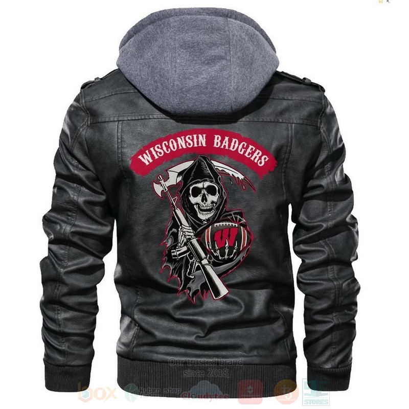 Wisconsin Badgers NCAA Football Sons of Anarchy Blacks Leather Jacket