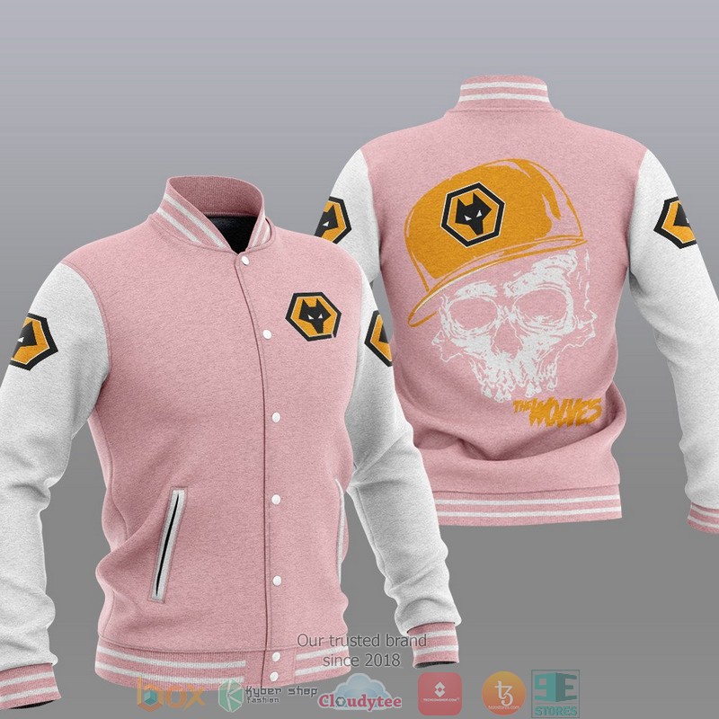 Wolverhampton Wanderers FC Skull Baseball Jacket 4 Wolverhampton Wanderers FC Skull Baseball Jacket 1 2 3