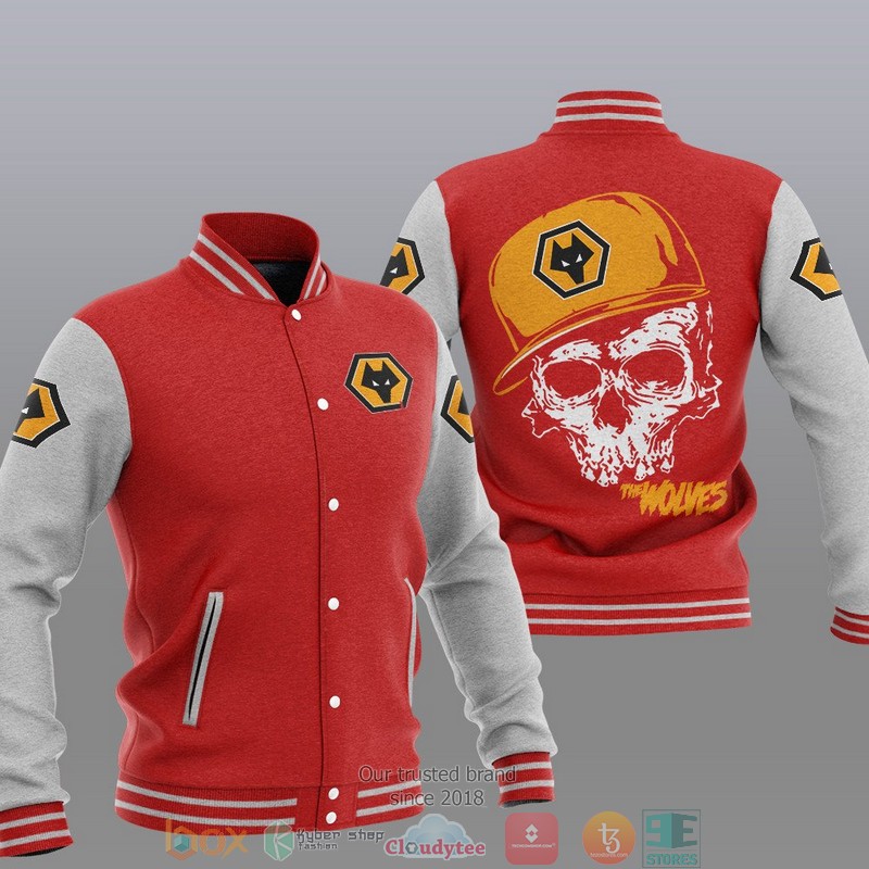 Wolverhampton Wanderers FC Skull Baseball Jacket 5 Wolverhampton Wanderers FC Skull Baseball Jacket 1 2 3 4