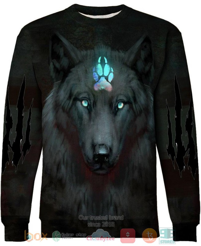 HOT Black Wolf Blue Claw All Over Printed 3D Shirt, Hoodie 4 Black Wolf Blue Claw 3D Shirt Hoodie 1 2 3