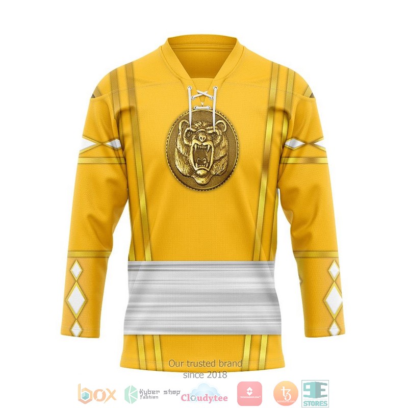 Yellow Bear Ninja Mighty Morphin Power Rangers Ninjetti Hockey Jersey Shirt 9 Yellow Bear Ninja Mighty Morphin Power Rangers Ninjetti Hockey Jersey Shirt