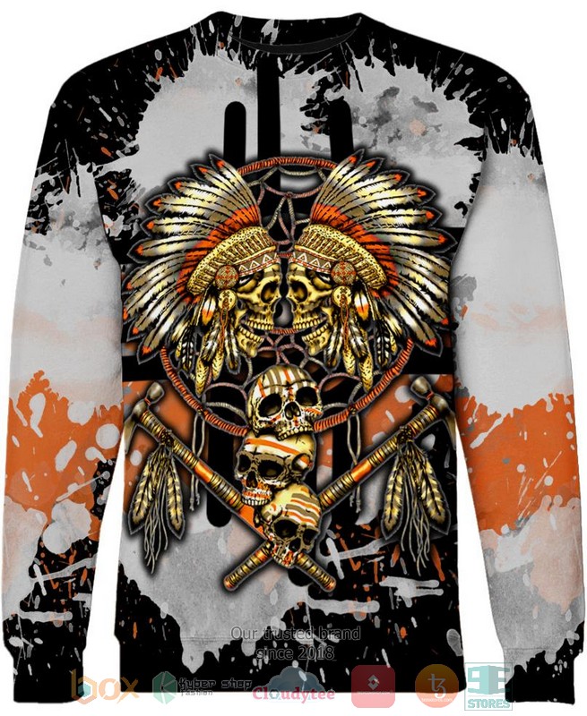 HOT Yellow Native Skull All Over Printed 3D Shirt, Hoodie 4 Yellow Native Skull 3D Shirt Hoodie 1 2 3