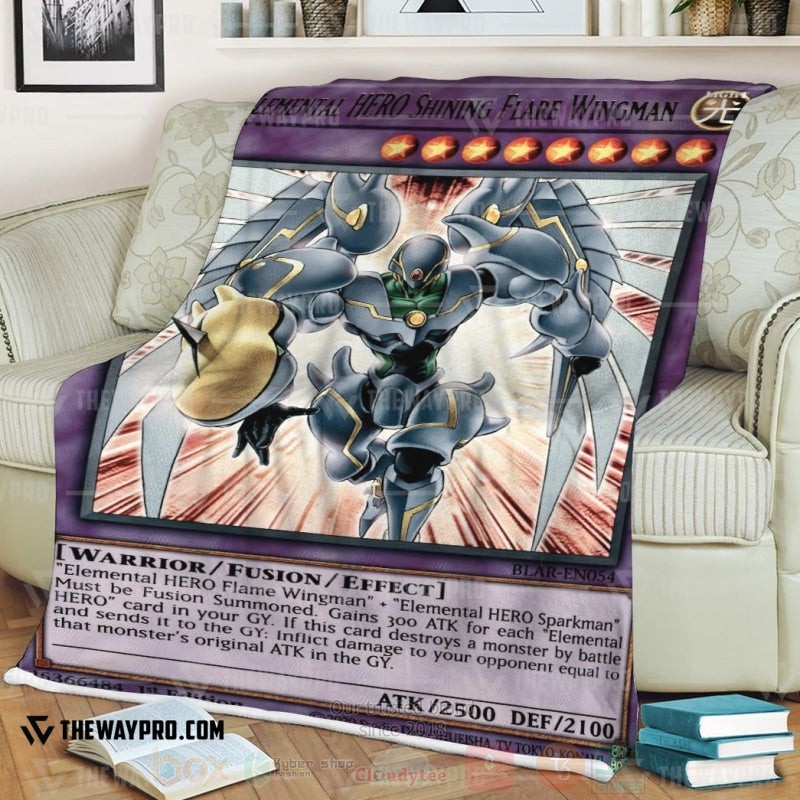 BEST Yu-Gi-Oh-Anime Elemental HERO Shining Flare Wingman Soft Sherpa Blanket 3 Yu Gi Oh Elemental HERO Shining Flare Wingman Soft Blanket 1 2