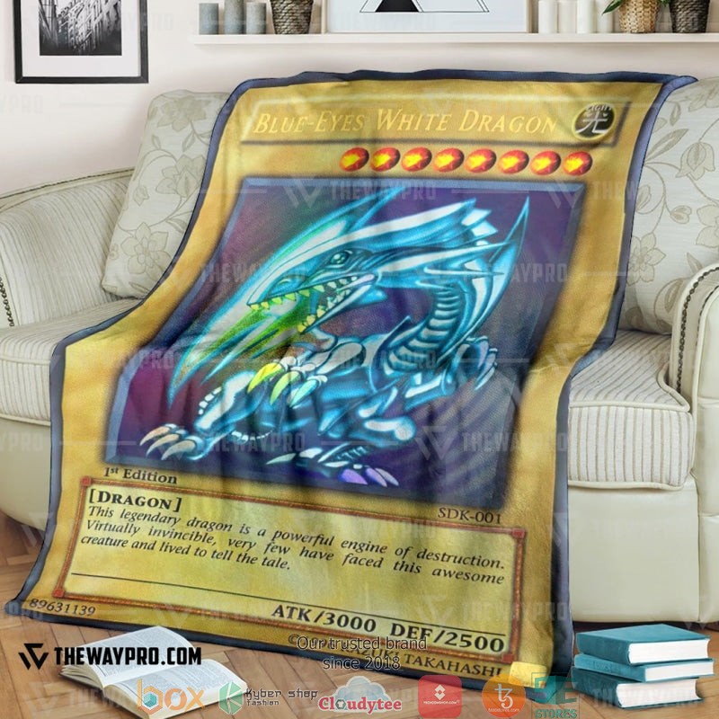 Yu Gi Oh Blue Eyes White Dragon 1st Edition Soft Blanket 6 Yu Gi Oh Blue Eyes White Dragon 1st Edition Soft Blanket